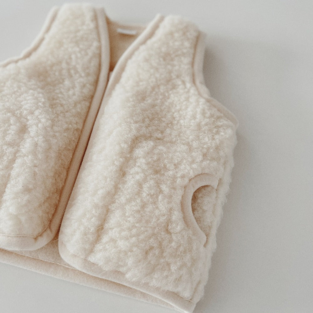 Gilet sans manches en laine Skin, crème