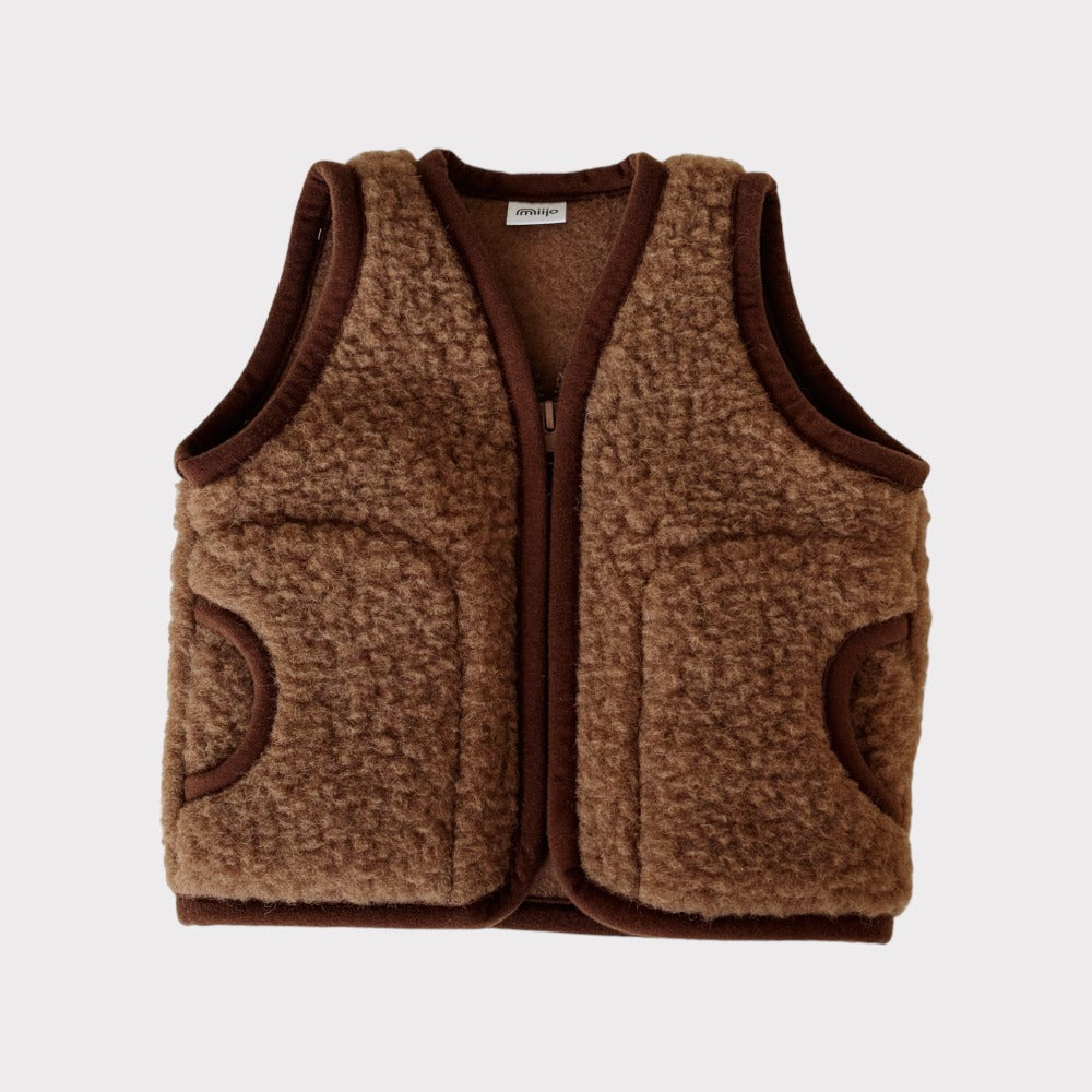 Gilet Skin laine chocolat bébé/enfant Miijo