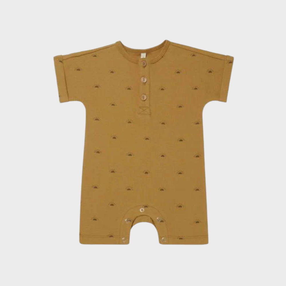 Combinaison-short coton bio, ocre